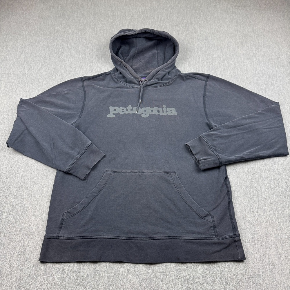 Patagonia Hoodie Mens Medium Black Monk Sweatshirt Camping Hiking Organic 26710
